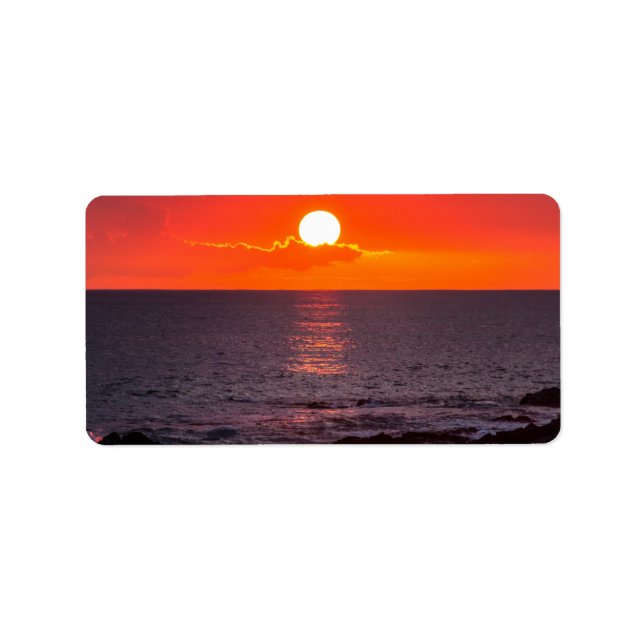 Etiqueta Sunset tropical de Hawaii Beach personalizado (Frente)