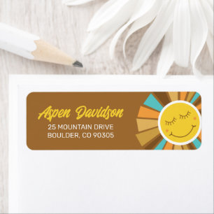 Etiqueta Sunshine Boho Hippie Viaje alrededor de la direcci