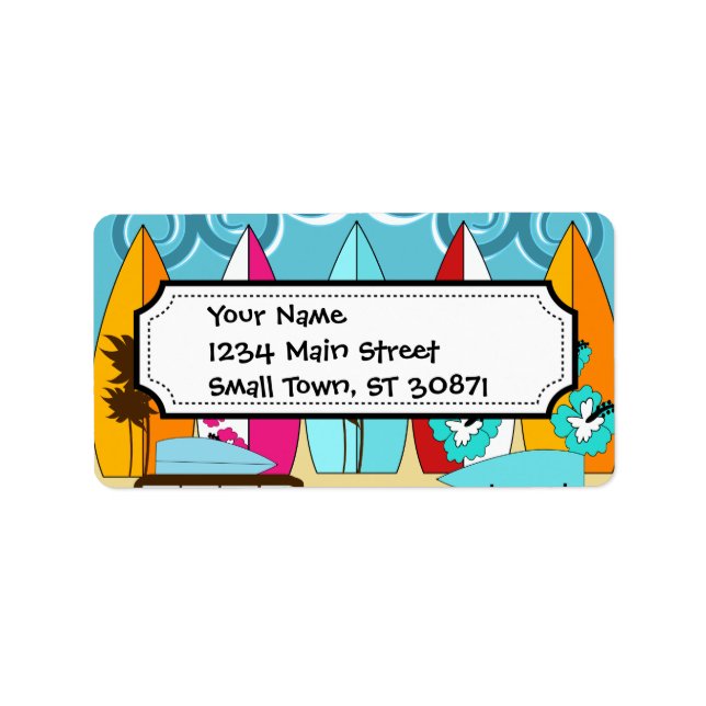 Etiqueta Surfboards Beach Bum Surfing Hippie Vans (Frente)