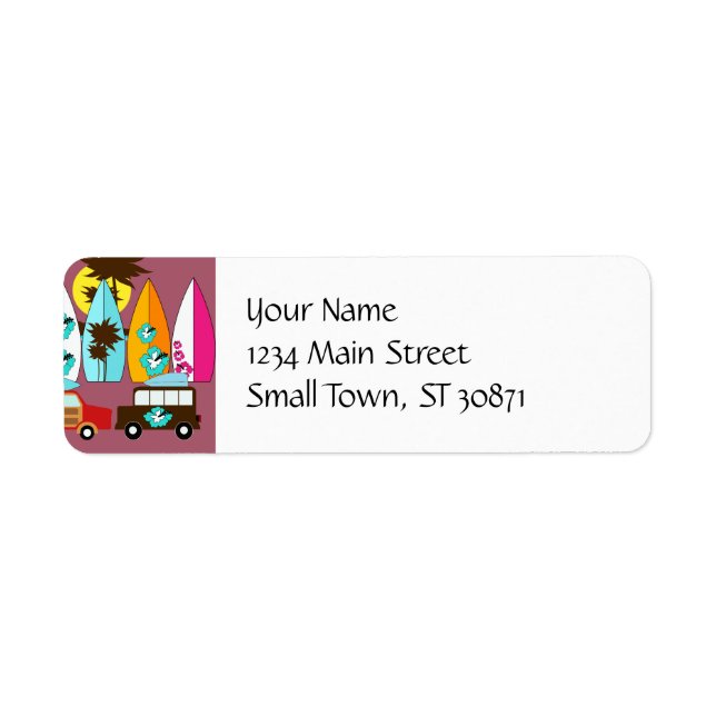 Etiqueta Surfboards Beach Bum Surfing Hippie Vans (Frente)