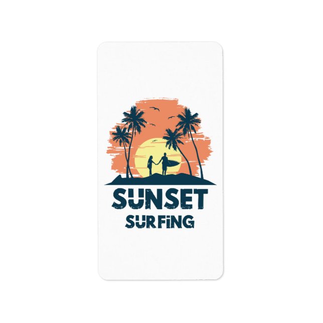 Etiqueta Surfing - Surfing Sunset (Frente)