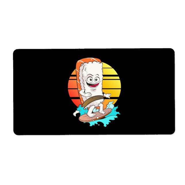 Etiqueta Surfing Sushi (Frente)