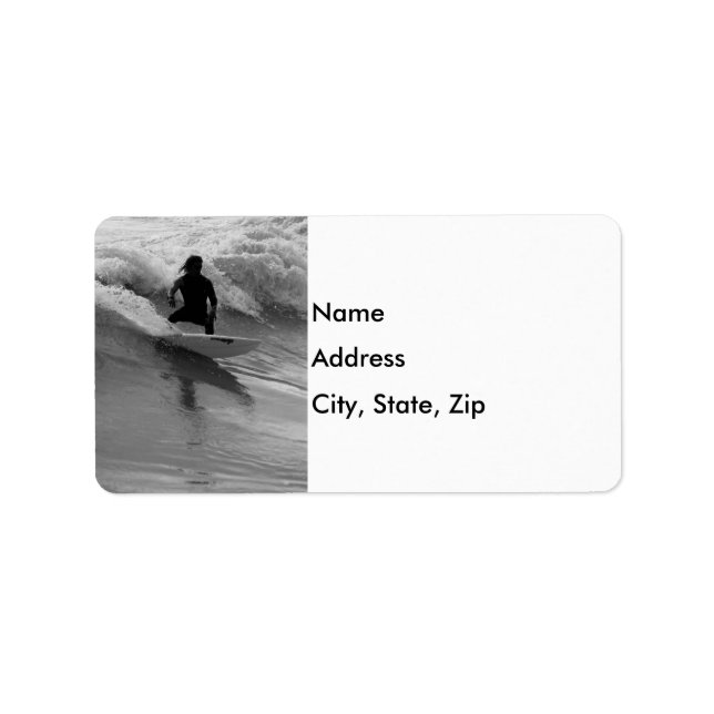 Etiqueta Surfing The Waves Grayscale (Frente)