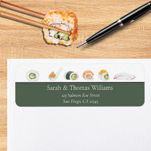 Etiqueta Sushi y Sashimi Acuarela