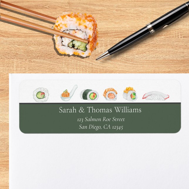 Etiqueta Sushi y Sashimi Acuarela  (Subido por el creador)