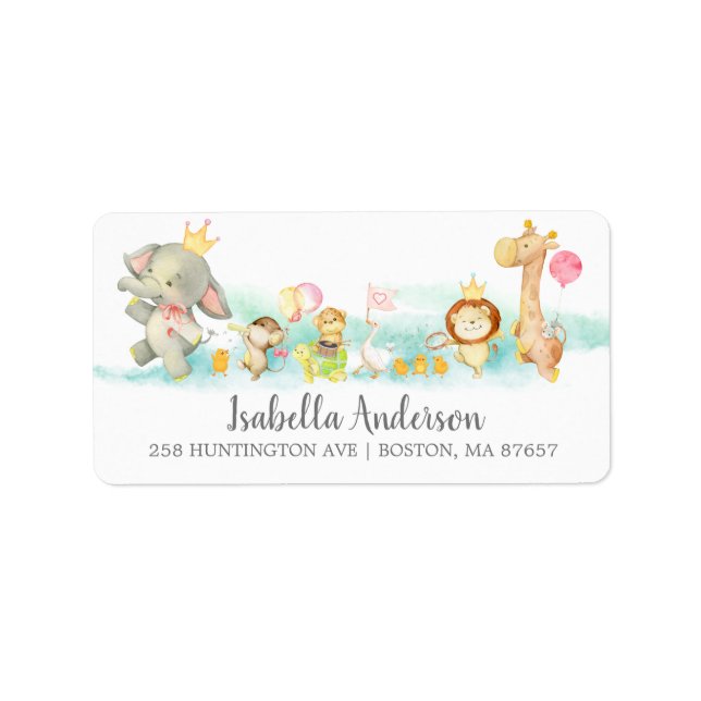 Etiqueta Sweet Baby Animals Parade Shower Address (Frente)