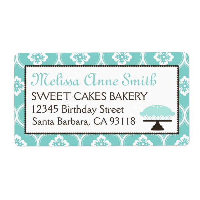 Etiqueta Sweet Pie Business Shipping Label Turquoise (Frente)