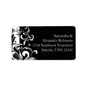 Etiqueta Swirl blanco y negro contemporáneo