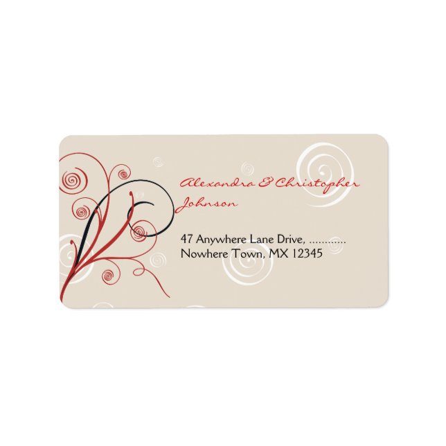 Etiqueta Swirls & Spirals Elegante Boda (Frente)