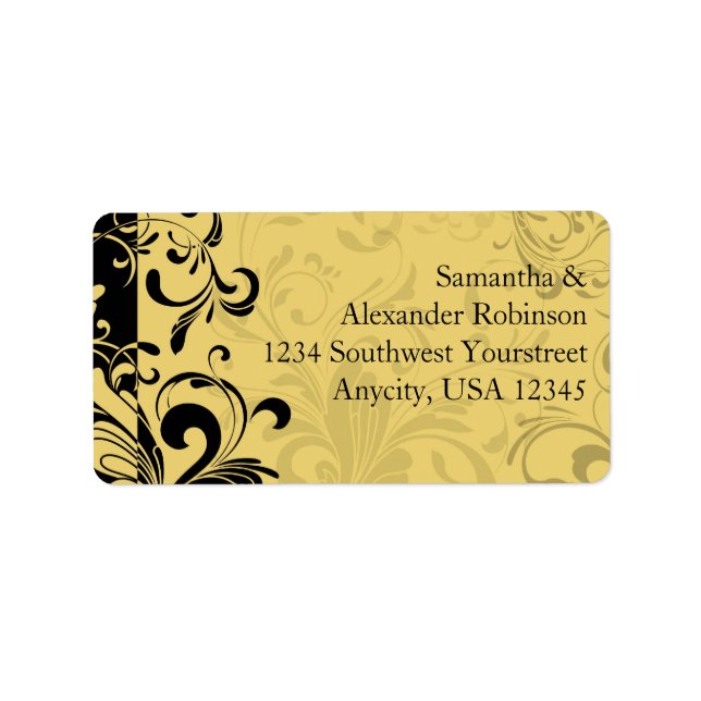 Etiqueta Swirtol contemporáneo amarillo y negro (Frente)