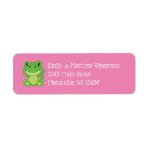 Etiqueta T-Rex Dinosaur Baby Shower Pink
