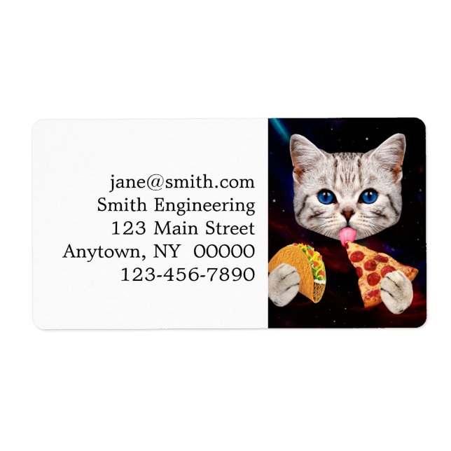 Etiqueta Taco, gato y pizza (Frente)