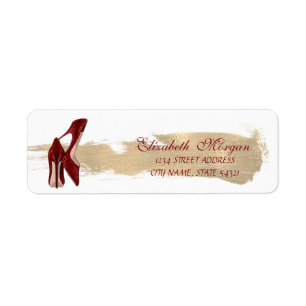 Etiqueta Tacones altos elegantes de purpurina roja, trazo d
