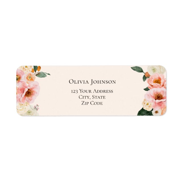 Etiqueta Taller de boda floral rosa boho acuarela (Frente)