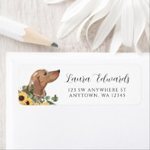 Etiqueta Tan Dachshund Sunflower Eucalyptus Dirección de Re