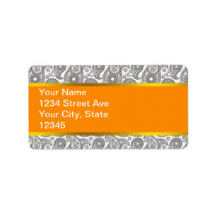 Etiqueta Tangerine Black Paisley