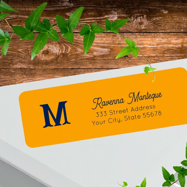 Etiqueta Tangerine Trendy Personalized Monogram Letter Name (Subido por el creador)