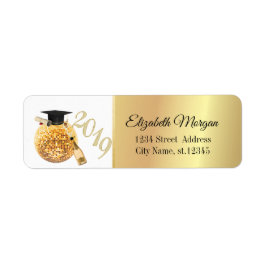 Etiqueta Tapa de graduación de oro moderno, bola de discote