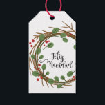 Etiqueta Tarjeta Corona Feliz Navidad<br><div class="desc">Diseño Etiqueta Tarjeta Corona Feliz Navidad</div>