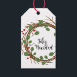 Etiqueta Tarjeta Corona Feliz Navidad<br><div class="desc">Diseño Etiqueta Tarjeta Corona Feliz Navidad</div>