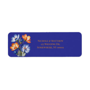 Etiqueta Tarjeta de agradecimiento de boda floral azul coba