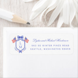 Etiqueta Tarjeta de devolución de boda con Escudo Patriótic