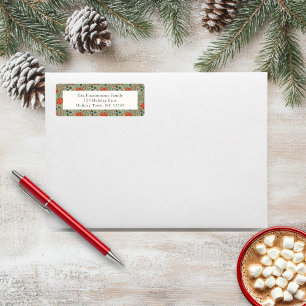 Etiqueta Tarjeta de dirección de Navidad con flor de Nocheb