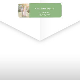 Etiqueta Tarjeta de dirección de regreso de boda en verde s