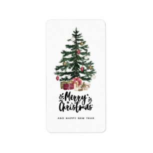 Etiqueta Tarjeta de Navidad Árbol de Navidad Feliz Navidad