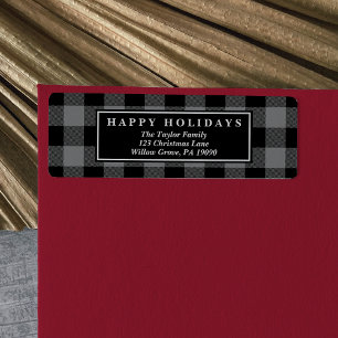 Etiqueta Tarjeta de Navidades de patrón de búfalo de color