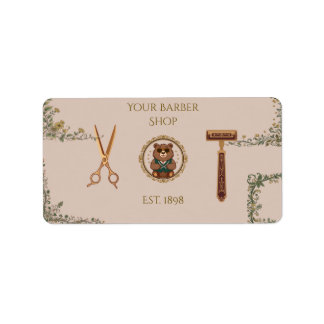 Etiqueta Tarjetas de Presentación de Barberías Vintage