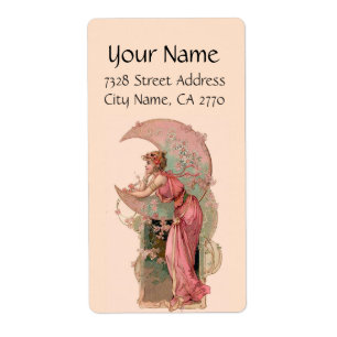 ETIQUETA TAROS/ DAMA DE LA LUNA, FLORES EN ROSA