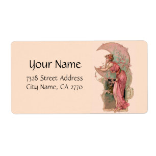 ETIQUETA TAROTES/ DAMA DE LA LUNA, FLORES EN ROPA