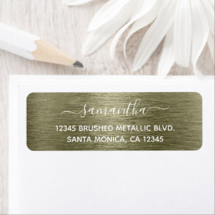 Etiqueta Taupe Brushed Metallic Elegant Name
