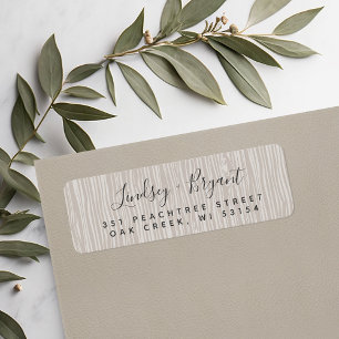 Etiqueta Taupe Wood Grain Personalizada Dirección de Retorn