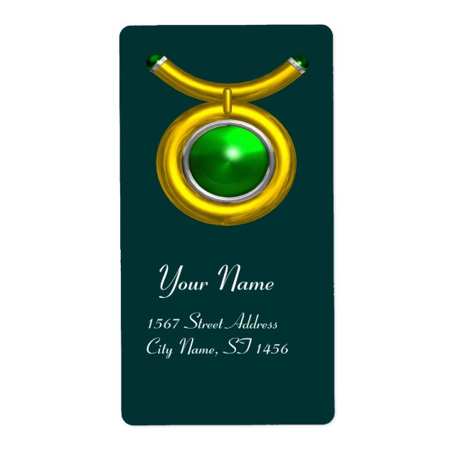 ETIQUETA TAURUS / VERDE EMERALD GOLD ZODIAC CUMPLEAÑOS JEWE (Frente)