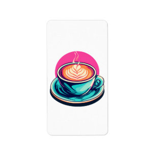 Etiqueta taza de café capuchino