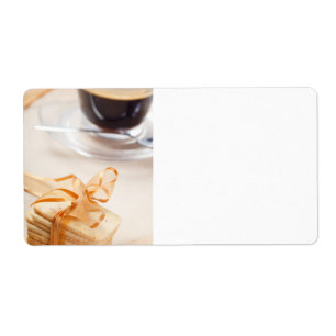 Etiqueta Taza de café y galleta
