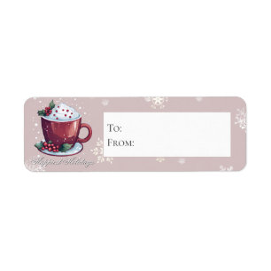 Etiqueta Taza de Chocolate Caliente de Navidad Regalo Ros