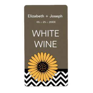 Etiqueta (TBA) Gerbera Daisy & Chevron Wine Labels