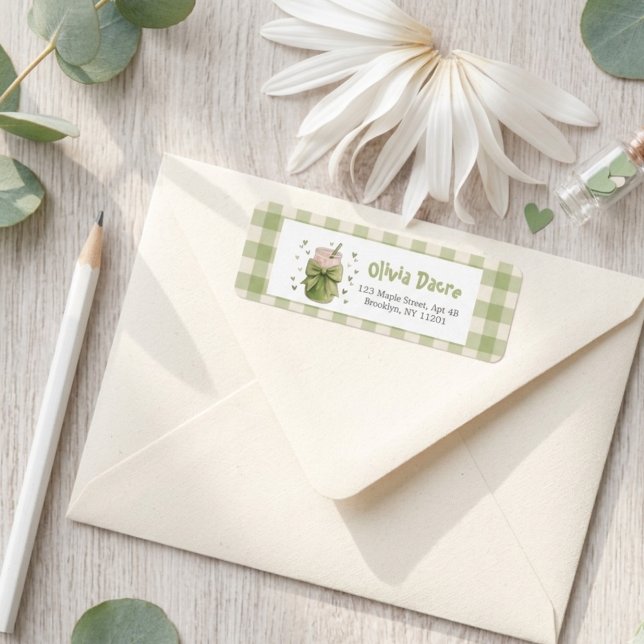 Etiqueta Te Amamos Tanto Matcha Mail Bow Gingham (Subido por el creador)