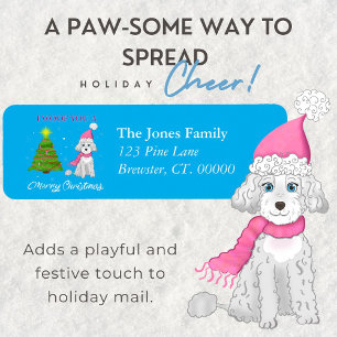 Etiqueta Te Quiero Un Feliz Navidad Perrito Hermoso Poodle 