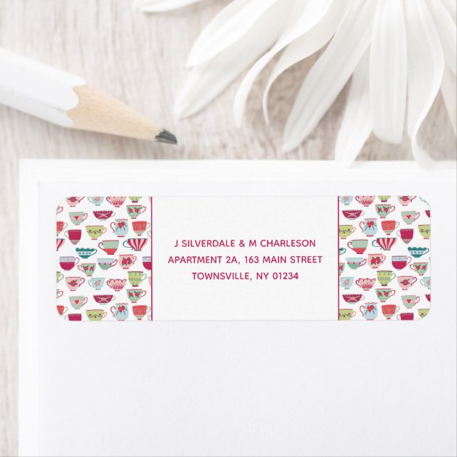 Etiqueta Tea Cups Dirección de retorno de cosecha moderna (In situ)