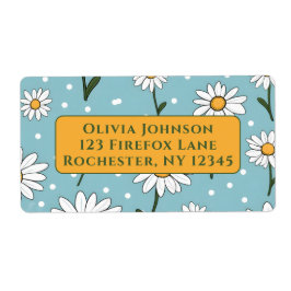 Etiqueta Teal Cute Daisy Flower Address Labels