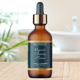 Etiqueta Teal Green and Gold Cosmetics Dropper Bottle Label