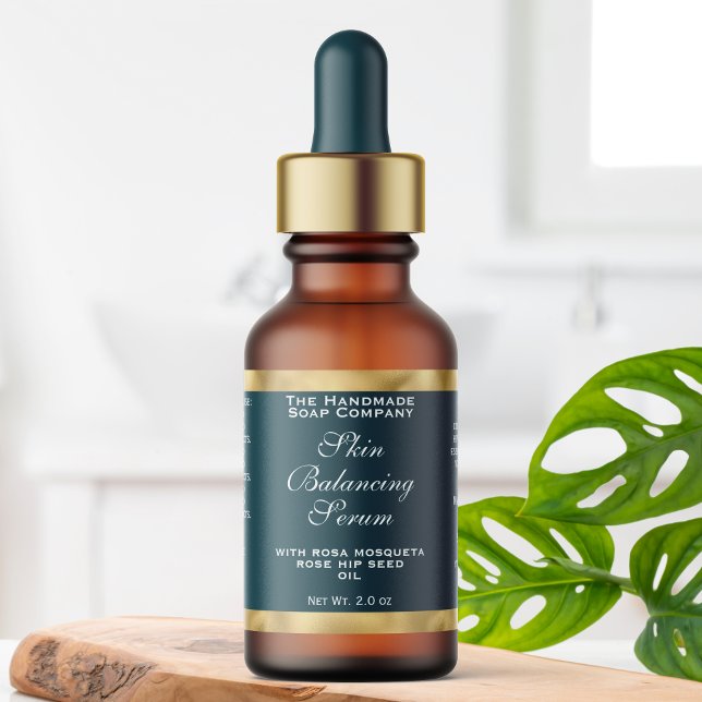 Etiqueta Teal Green & Gold Small Dropper Bottle Label  (Subido por el creador)