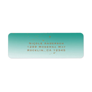 Etiqueta Teal y Oro Moderno Glam ESTIO DE BODA Elegante