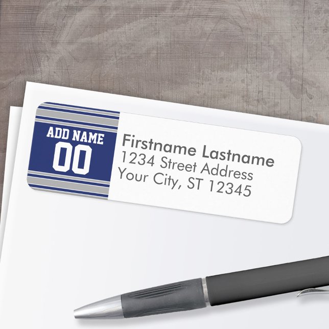 Etiqueta Team Jersey - Nombre personalizado - Dirección de  (Personalized Return Address Label)