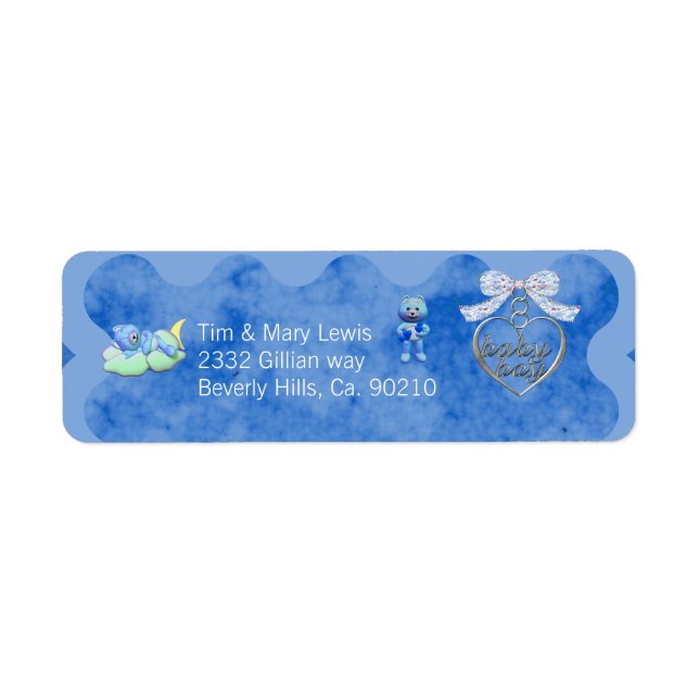 Etiqueta Teddy Bear Charm Boy Blue Baby Shower (Frente)