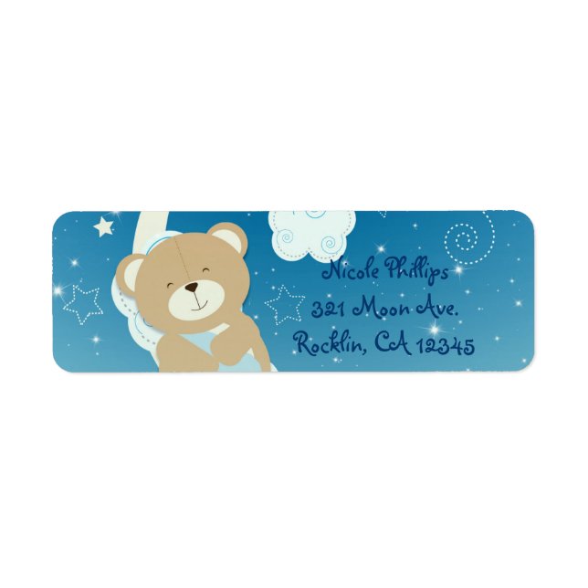 Etiqueta Teddy Bear Moon & Stars Invitación a Baby Shower (Frente)